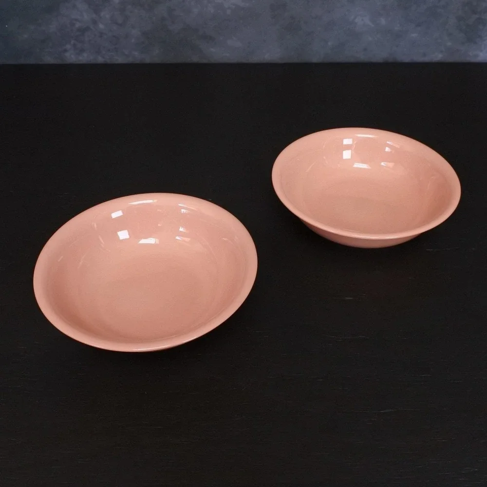 Rare Vintage Lenox Coral Pink Green Mark Porcelain Bowl Set of 2